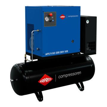 Compresor cu șurub APS 9 GO 200 Combi Dry IVR 10 KM / 7.5 kW 10 bar 264-798 l/min 200 l