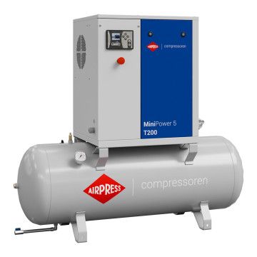Compresor cu șurub MiniPower 5 T200 | 5.5 CP / 4.0 kW | 485 L/min | 200 L