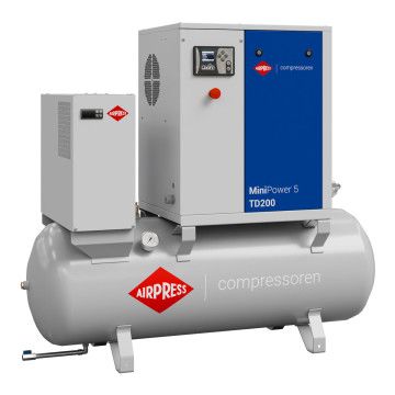 Compresor cu șurub MiniPower 5 TD200 | 5.5 CP / 4.0 kW | 485 L/min | 200 L