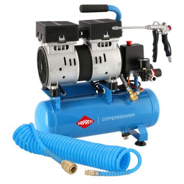 Compresor mic L 6-105 8 bar + set cu pistol pentru suflare și furtun pneumatic