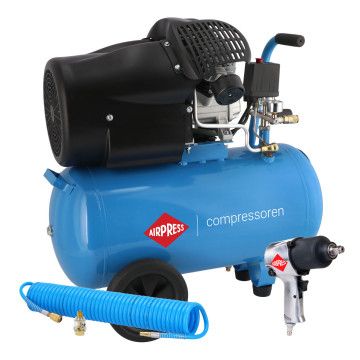 Compresor cu două pistoane HL 425-50 + set de chei pneumatice și accesorii
