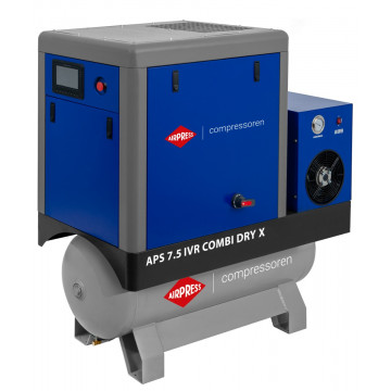 Compresor cu șurub APS 7.5 IVR Combi Dry X 10 bar 7.5 CP/5.5 kW 170-760 l/min 200 l