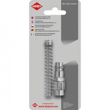 Fiting pentru furtun spiralat 8 x 5 mm conector cu arc în blister