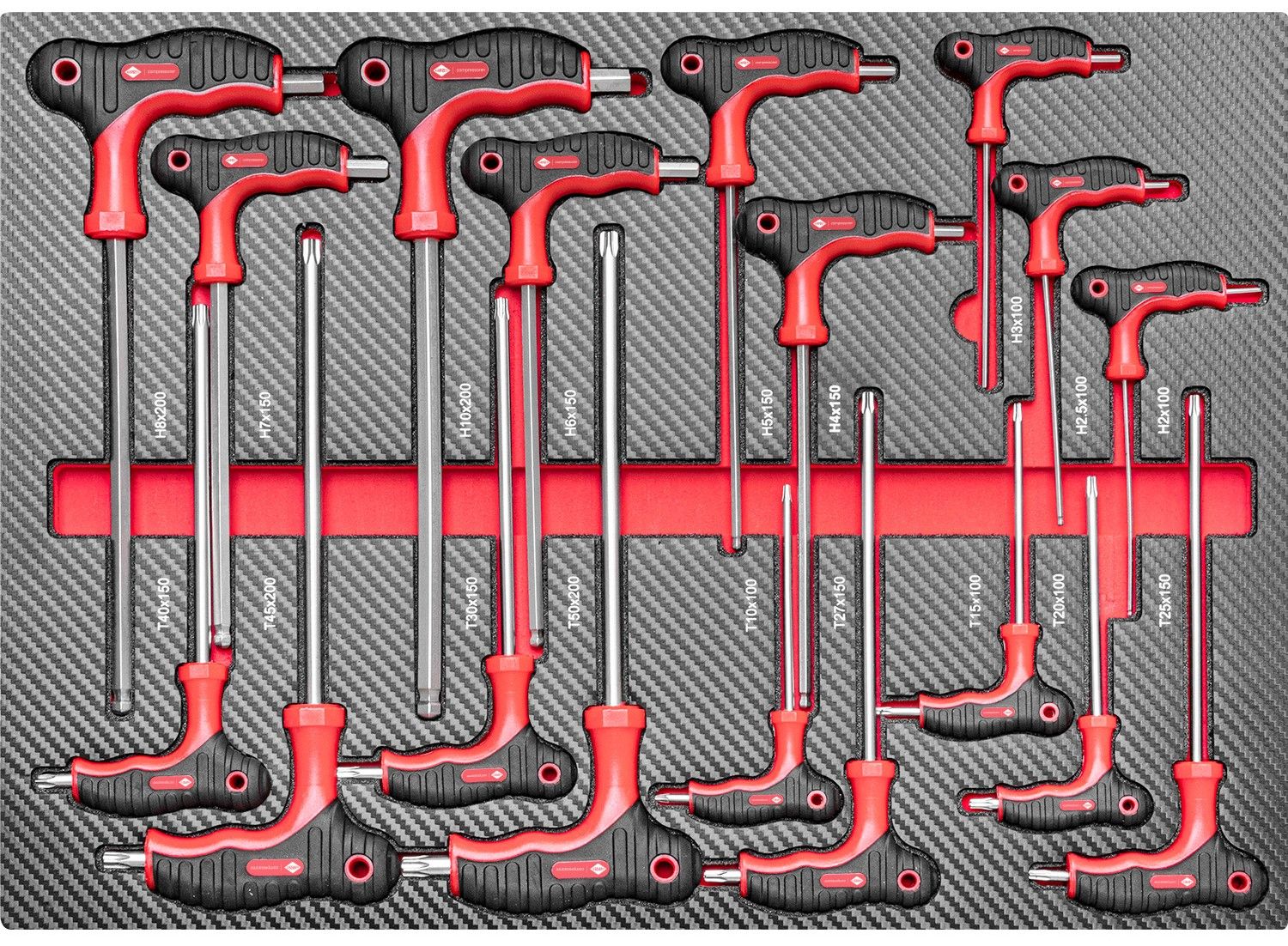 Set de chei tip T cu mâner ergonomic - 18 piese | Airpress România